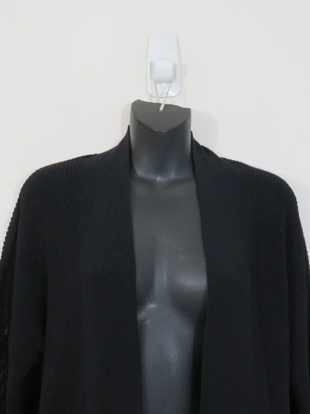 Eileen Fisher size Medium Black Cotton Blend Knit Cardigan Open Front Basic